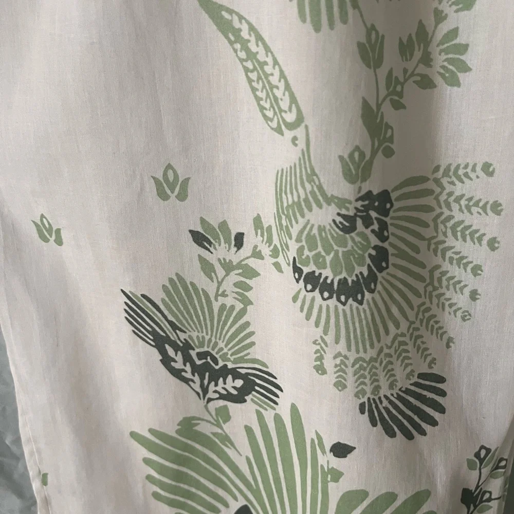 Haute Hippie White Green Floral Pants wide Leg high waist pants sz Large 12 14 - Picture 3 of 11